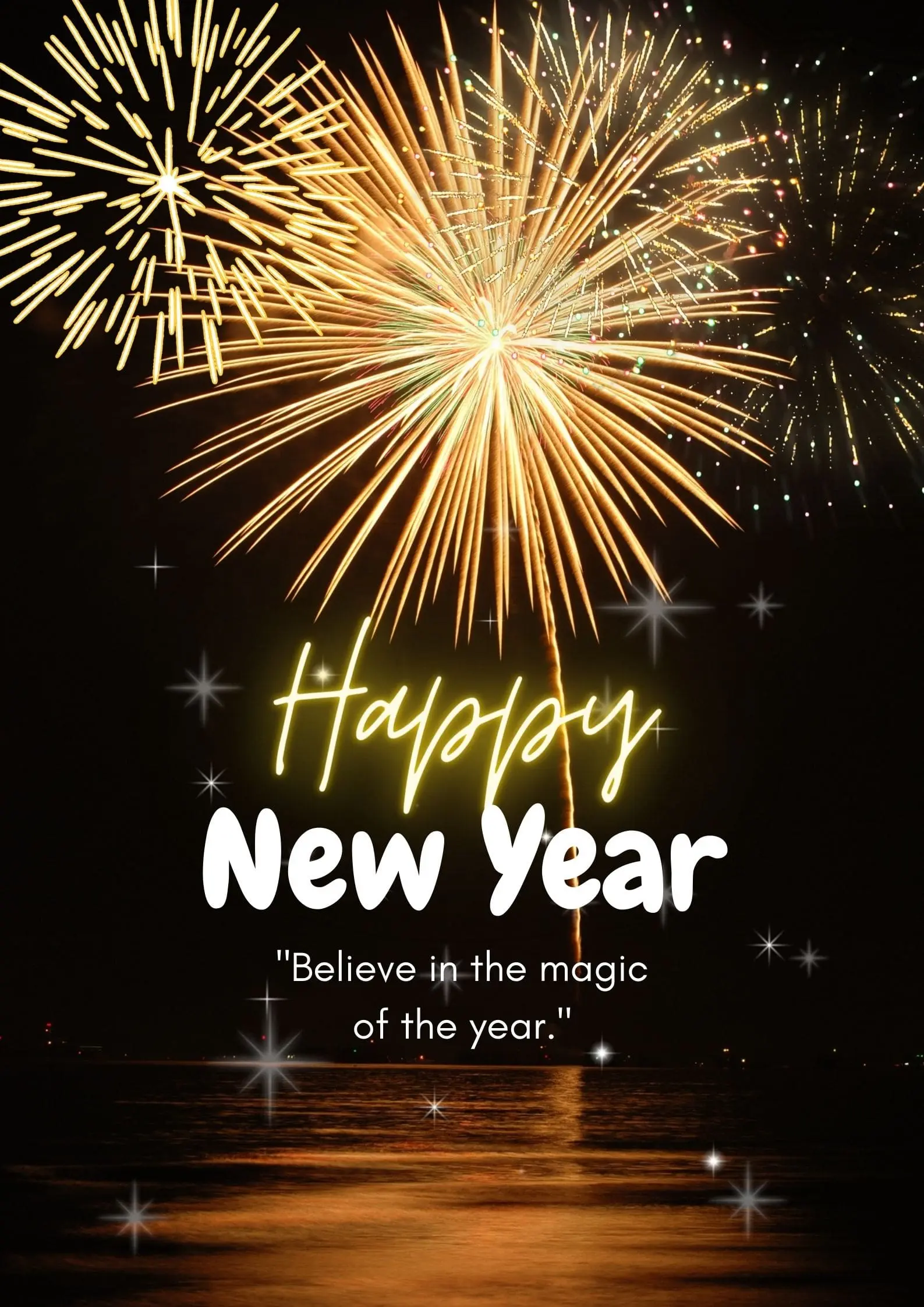 Black Modern Happy New Year Poster